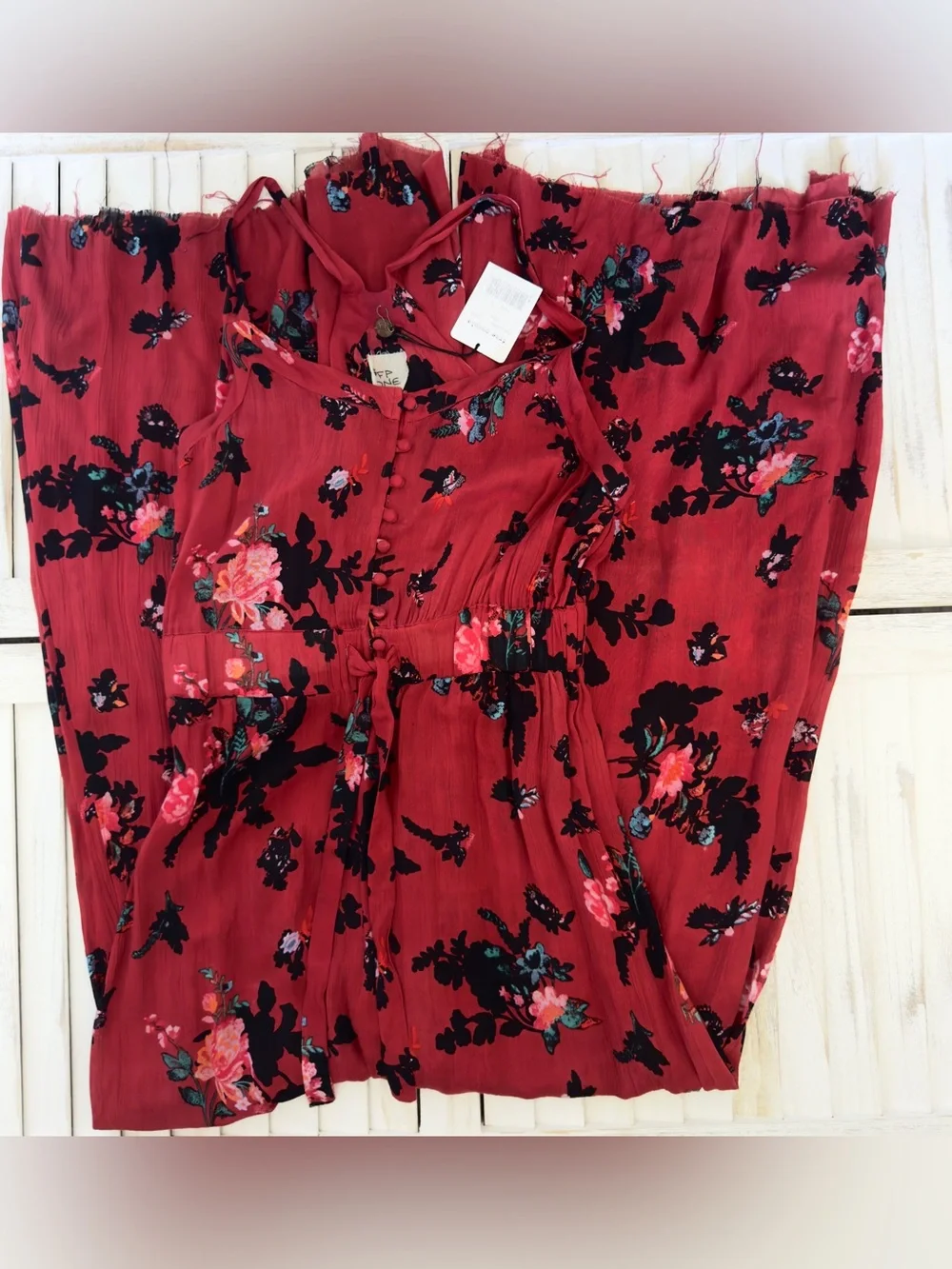 NWT- Free People Moonlight Garden Floral Jumpsuit Wide Leg Large